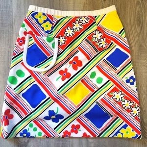 Retro 60s tennis skirt bright floral print size 4